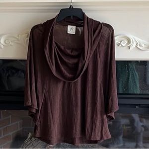 Double Zero Top Comfy Dolman Batwing Sleeve Womens Fits M L Flowy Brown Shirt